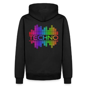 Techno Music Rainbow Spectrum Dark Acid Hardtechno - Men’s Premium Organic Hoodie - black - Back - Nico (187cm)