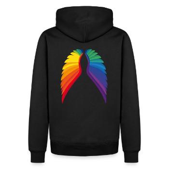 Regenbogen-Pride-Flügel (Regnbue Pride Vinger) - Männer Premium Bio Hoodie - Schwarz - Hinten - Nico (187cm)