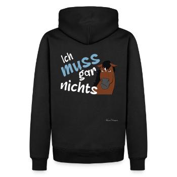 Pferd Araber muss gar nichts - Männer Premium Bio Hoodie - Schwarz - Hinten - Nico (187cm)