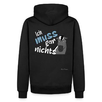 Fjordpferd Graue muss gar nichts - Männer Premium Bio Hoodie - Schwarz - Hinten - Nico (187cm)