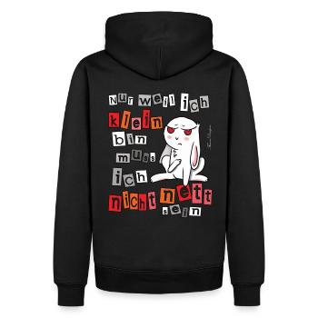 kleiner böser Hase witziger Spruch kleine Leute - Männer Premium Bio Hoodie - Schwarz - Hinten - Nico (187cm)