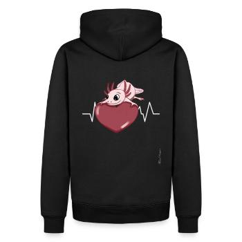 Salamandre à queue d’axolotl avec cœur amphibien à - Sweat à capuche Premium bio Homme - noir - Dos - Nico (187cm)