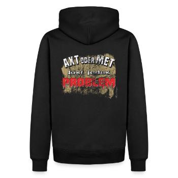 Axt oder Met löst jedes Problem lustiges Wikinger - Männer Premium Bio Hoodie - Schwarz - Hinten - Nico (187cm)