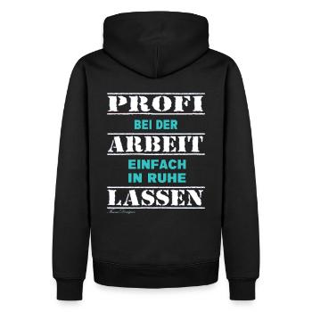 Profi bei der Arbeit lustiges Handwerker - Männer Premium Bio Hoodie - Schwarz - Hinten - Nico (187cm)