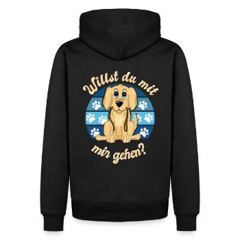 Labrador Golden Retriever Welpe will mit gehen - Männer Premium Bio Hoodie - Schwarz - Hinten - Nico (187cm)