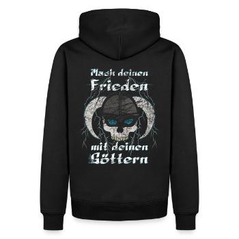 Wikinger Totenkopf , mach deinen Frieden mit - Männer Premium Bio Hoodie - Schwarz - Hinten - Nico (187cm)