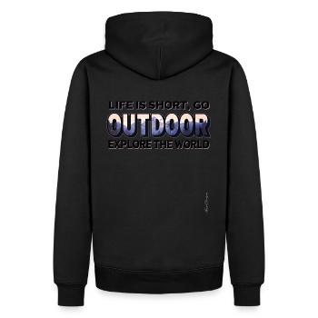 Explorez le monde, Montagnes et forêts, Randonnée - Sweat à capuche Premium bio Homme - noir - Dos - Nico (187cm)