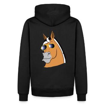 Cheval du fjord cool avec des lunettes de soleil drôle de fjord - Sweat à capuche Premium bio Homme - noir - Dos - Nico (187cm)