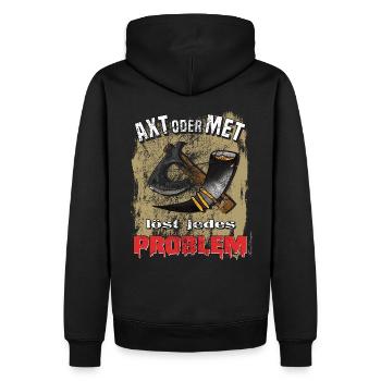 Wikinger Axt oder Met löst jedes Problem lustige - Männer Premium Bio Hoodie - Schwarz - Hinten - Nico (187cm)
