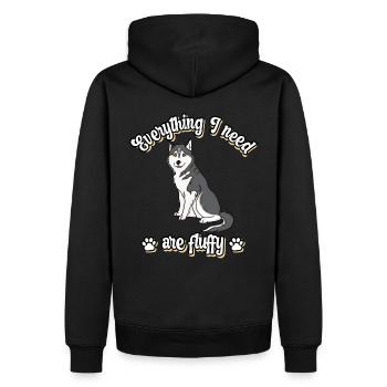 Everything I need are fluffy süßes Hunde Grey - Männer Premium Bio Hoodie - Schwarz - Hinten - Nico (187cm)
