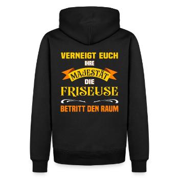 Ihre Majestät die Friseuse lustiges Beruf - Männer Premium Bio Hoodie - Schwarz - Hinten - Nico (187cm)