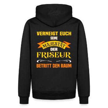 Eure Majestät der Friseur lustiges Beruf - Männer Premium Bio Hoodie - Schwarz - Hinten - Nico (187cm)