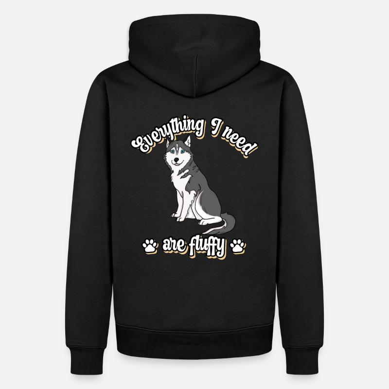 Everything I need are fluffy süßes Hunde Grey - Männer Premium Bio Hoodie - Schwarz