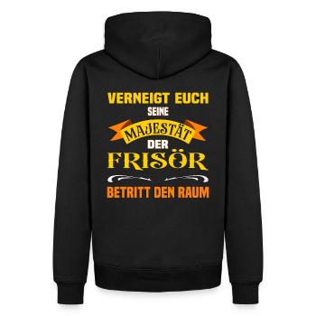 Eure Majestät der Frisör lustiges Beruf - Männer Premium Bio Hoodie - Schwarz - Hinten - Nico (187cm)