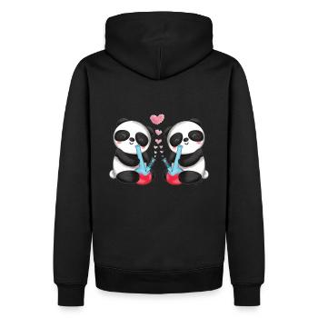 Verliebte Panda Bären rauchen Bong niedliches - Männer Premium Bio Hoodie - Schwarz - Hinten - Nico (187cm)