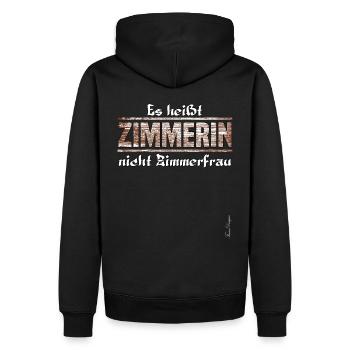 Die Zimmerin ist keine Zimmerfrau Gesellenprüfung - Männer Premium Bio Hoodie - Schwarz - Hinten - Nico (187cm)