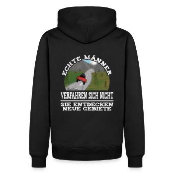 Lustiger Spruch für echte Männer Autofahrer - Männer Premium Bio Hoodie - Schwarz - Hinten - Nico (187cm)