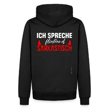 Ich spreche fliesend sarkastisch ironisches und - Männer Premium Bio Hoodie - Schwarz - Hinten - Nico (187cm)