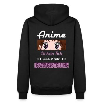 Anime ist kein Tick ist eine Lebenseinstellung - Männer Premium Bio Hoodie - Schwarz - Hinten - Nico (187cm)