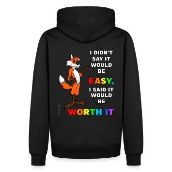 Cunning fox with wisdom says it will be - Men’s Premium Organic Hoodie - black - Back - Nico (187cm)