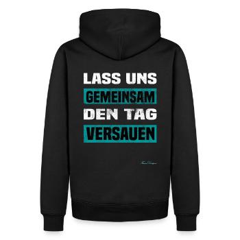 gemeinsam den Tag versauen humorvolles witziges - Männer Premium Bio Hoodie - Schwarz - Hinten - Nico (187cm)