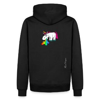 Cute unicorn pukes colorful rainbow - Men’s Premium Organic Hoodie - black - Back - Nico (187cm)