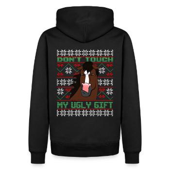 Dont Touch Ugly Brauner Pferd Rider Winter - Männer Premium Bio Hoodie - Schwarz - Hinten - Nico (187cm)