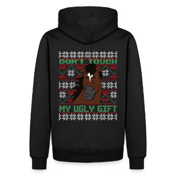 Dont Touch Ugly Brauner Pferd Rider Winter - Männer Premium Bio Hoodie - Schwarz - Hinten - Nico (187cm)