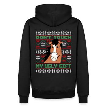Dont Touch Ugly Brauner Pferd Rider Winter - Männer Premium Bio Hoodie - Schwarz - Hinten - Nico (187cm)