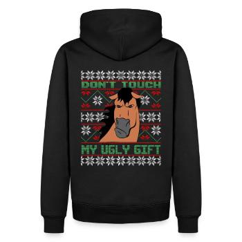 Dont Touch Ugly Brauner Pferd Rider Winter - Männer Premium Bio Hoodie - Schwarz - Hinten - Nico (187cm)