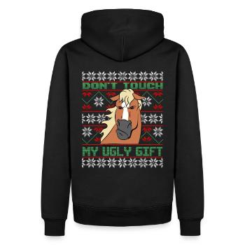 Dont Touch Ugly Brauner Pferd Rider Winter - Männer Premium Bio Hoodie - Schwarz - Hinten - Nico (187cm)