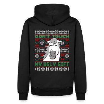 Dont Touch Ugly Brauner Pferd Rider Winter - Männer Premium Bio Hoodie - Schwarz - Hinten - Nico (187cm)