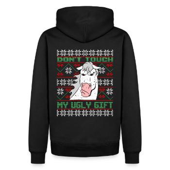 Dont Touch Ugly Brauner Pferd Rider Winter - Männer Premium Bio Hoodie - Schwarz - Hinten - Nico (187cm)