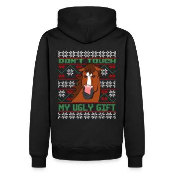 Dont Touch Ugly Brauner Pferd Rider Winter - Männer Premium Bio Hoodie - Schwarz - Hinten - Nico (187cm)
