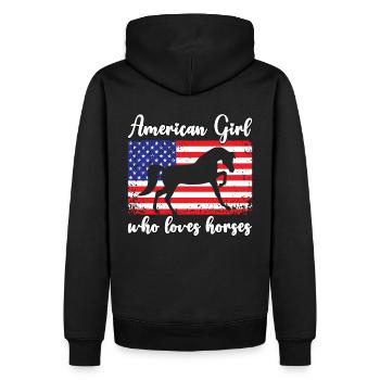 Amerikanisches Mädchen, das Arabische Pferde liebt - Männer Premium Bio Hoodie - Schwarz - Hinten - Nico (187cm)