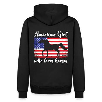 Amerikanisches Mädchen, das Arabische Pferde liebt - Männer Premium Bio Hoodie - Schwarz - Hinten - Nico (187cm)