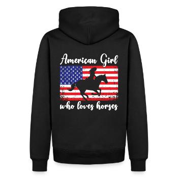 Amerikanisches Mädchen, das Arabische Pferde liebt - Männer Premium Bio Hoodie - Schwarz - Hinten - Nico (187cm)