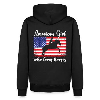 Amerikanisches Mädchen, das Arabische Pferde liebt - Männer Premium Bio Hoodie - Schwarz - Hinten - Nico (187cm)