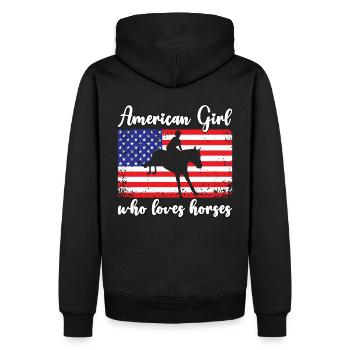 Amerikanisches Mädchen, das Arabische Pferde liebt - Männer Premium Bio Hoodie - Schwarz - Hinten - Nico (187cm)