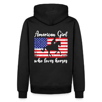 Amerikanisches Mädchen, das Arabische Pferde liebt - Männer Premium Bio Hoodie - Schwarz - Hinten - Nico (187cm)