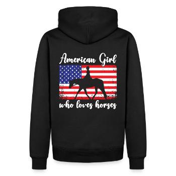 Amerikanisches Mädchen, das Arabische Pferde liebt - Männer Premium Bio Hoodie - Schwarz - Hinten - Nico (187cm)