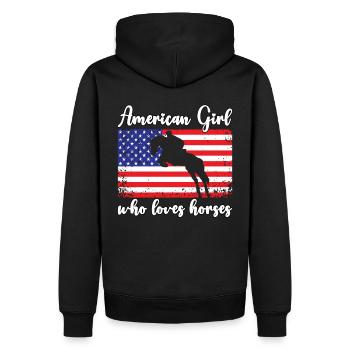 Amerikanisches Mädchen, das Arabische Pferde liebt - Männer Premium Bio Hoodie - Schwarz - Hinten - Nico (187cm)