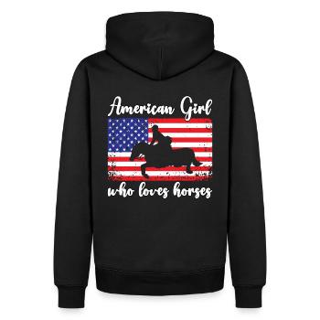Amerikanisches Mädchen, das Arabische Pferde liebt - Männer Premium Bio Hoodie - Schwarz - Hinten - Nico (187cm)