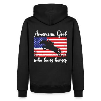Amerikanisches Mädchen, das Arabische Pferde liebt - Männer Premium Bio Hoodie - Schwarz - Hinten - Nico (187cm)