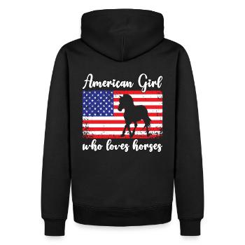 Amerikanisches Mädchen, das Arabische Pferde liebt - Männer Premium Bio Hoodie - Schwarz - Hinten - Nico (187cm)