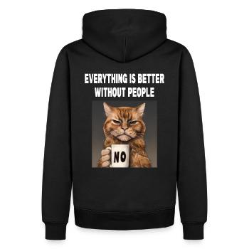 Mieux sans les gens Grumpy Funny Cat - Sweat à capuche Premium bio Homme - noir - Dos - Nico (187cm)