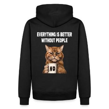 Mieux sans les gens Grumpy Funny Cat - Sweat à capuche Premium bio Homme - noir - Dos - Nico (187cm)