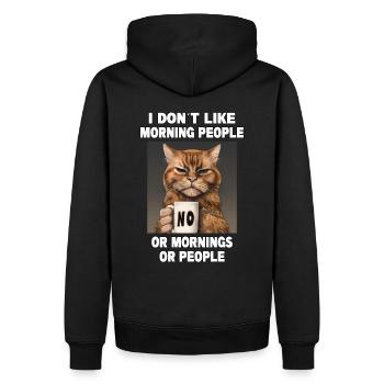 Ne pas aimer les gens du matin Grumpy Funny Cat - Sweat à capuche Premium bio Homme - noir - Dos - Nico (187cm)