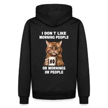 Ne pas aimer les gens du matin Grumpy Funny Cat - Sweat à capuche Premium bio Homme - noir - Dos - Nico (187cm)