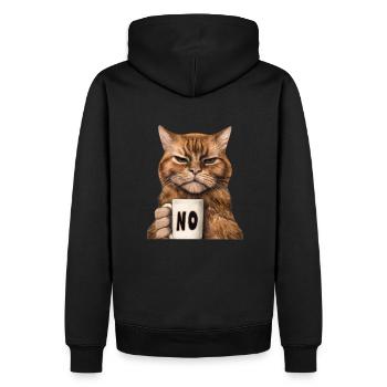 Mürrische Lustige Katze Mit Kaffeetasse Sagt Nein - Männer Premium Bio Hoodie - Schwarz - Hinten - Nico (187cm)